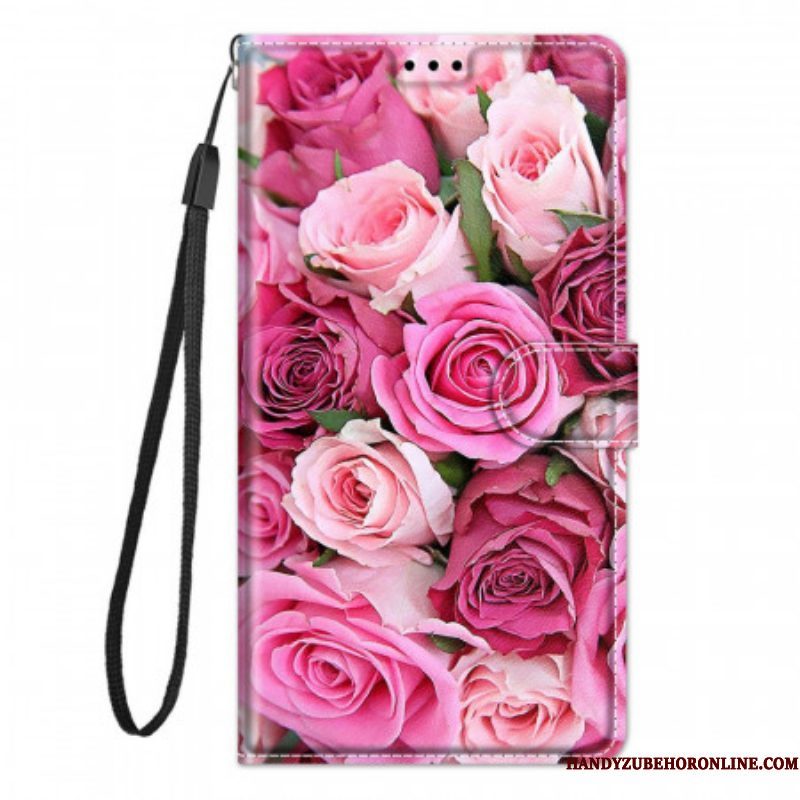 Folio-hoesje voor Xiaomi Redmi Note 10 Pro Met Ketting Riem Rozen