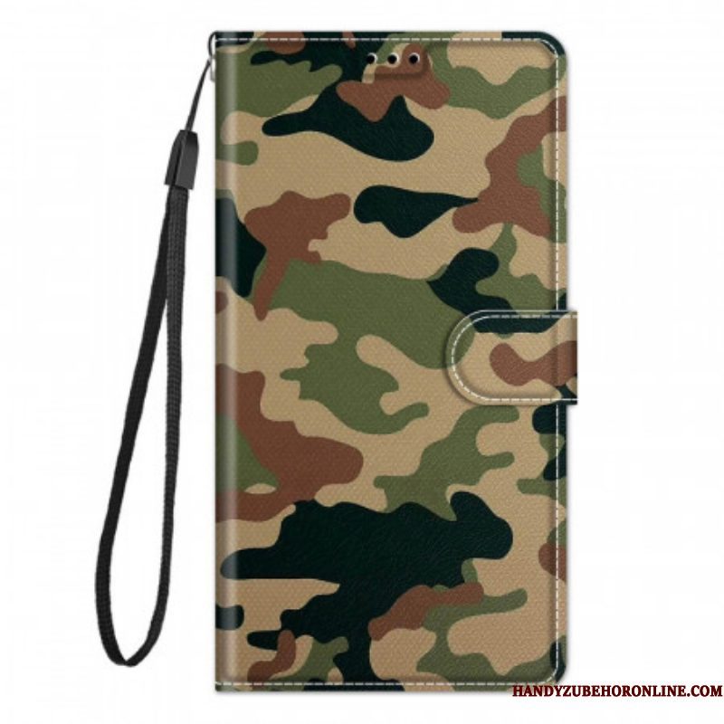 Folio-hoesje voor Xiaomi Redmi Note 10 Pro Met Ketting Strappy Militaire Camouflage