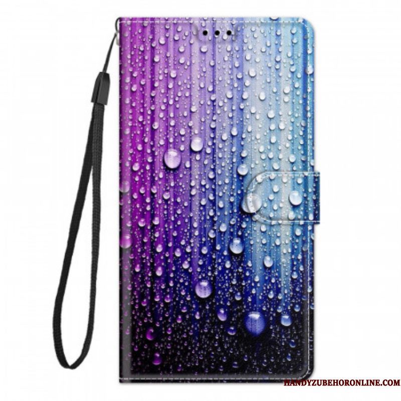 Folio-hoesje voor Xiaomi Redmi Note 10 Pro Waterdruppels Met Lanyard