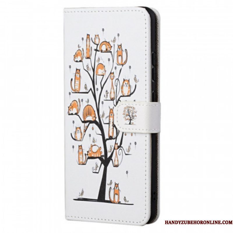 Folio-hoesje voor Xiaomi Redmi Note 11 / 11S Met Ketting Funky Cats Met Riem