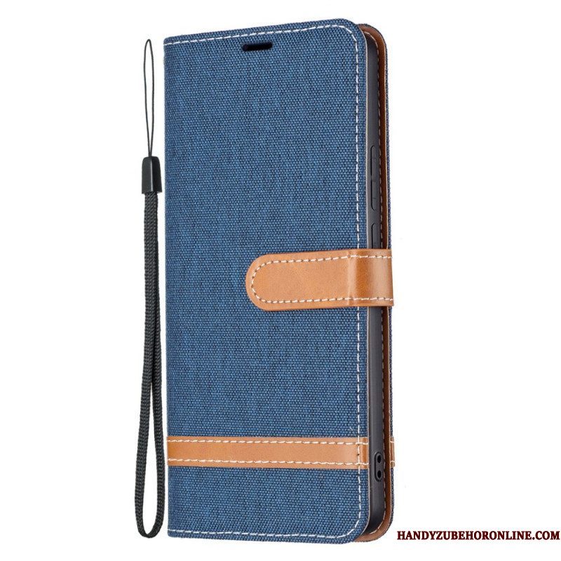 Folio-hoesje voor Xiaomi Redmi Note 11 Pro Plus 5G Met Ketting Band Van Stof En Leereffect