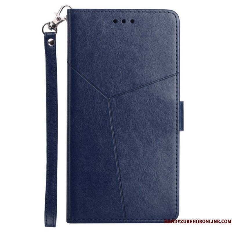 Folio-hoesje voor Xiaomi Redmi Note 11 Pro Plus 5G Met Ketting Strappy Geometrische Lederen Stijl