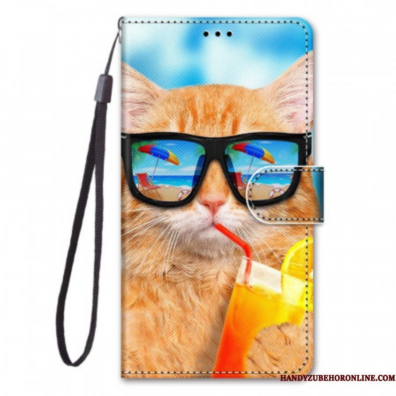 Folio-hoesje voor Xiaomi Redmi Note 11 Pro Plus 5G Met Ketting Strappy Star-kat