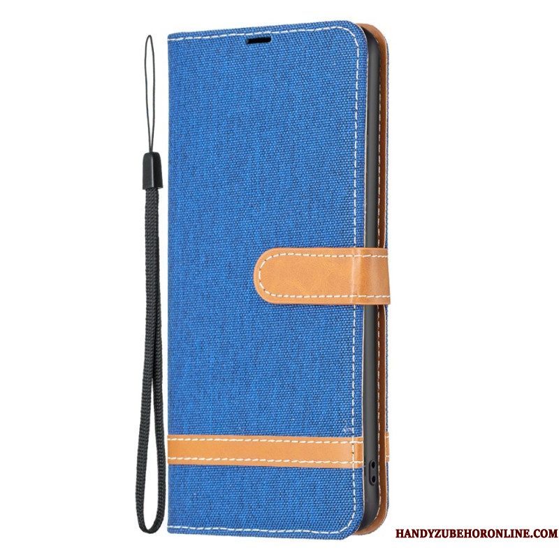 Folio-hoesje voor Xiaomi Redmi Note 12 5G Met Ketting Band Van Stof En Leereffect