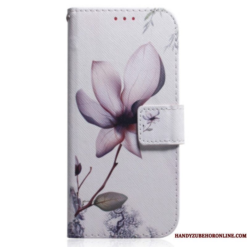 Folio-hoesje voor Xiaomi Redmi Note 12 5G Met Ketting Oude Bandbloem