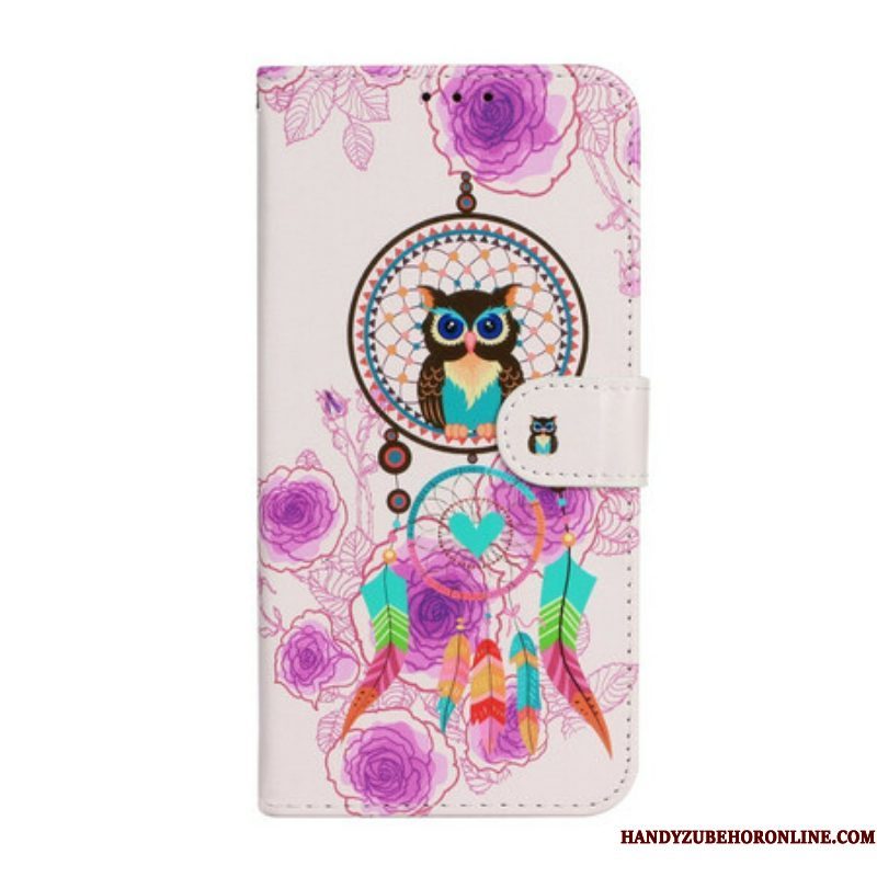 Folio-hoesje voor iPhone 13 Mini Met Ketting Strappy Uil Mandala