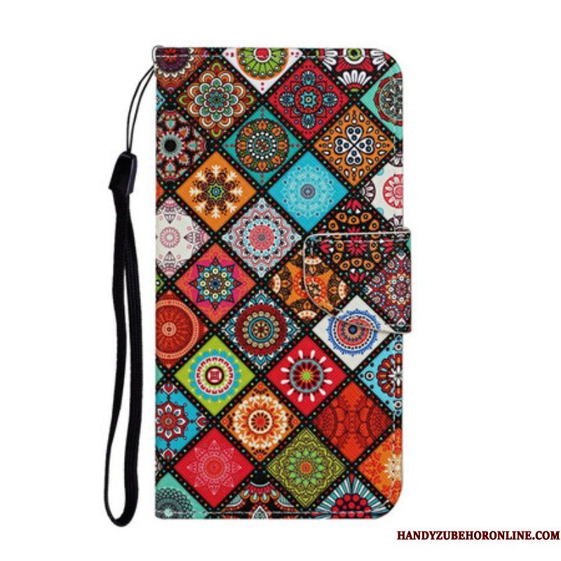 Folio-hoesje voor iPhone 13 Pro Lappendeken Mandala's Met Lanyard