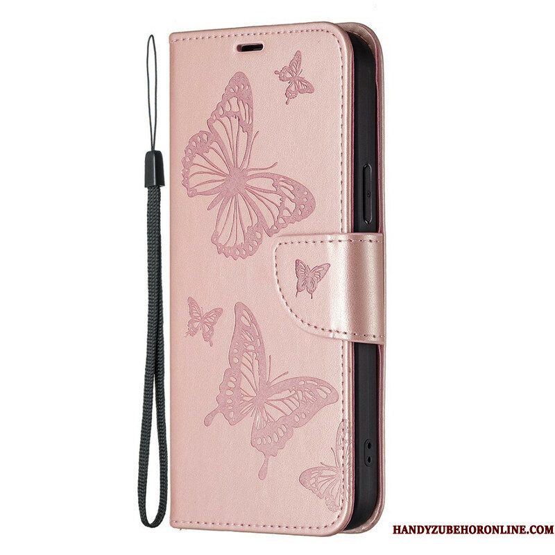 Folio-hoesje voor iPhone 13 Pro Max Flip Case Vlinders En Schuine Klep