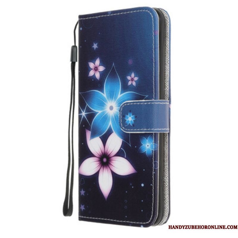 Folio-hoesje voor iPhone 13 Pro Met Ketting Maanband Bloemen