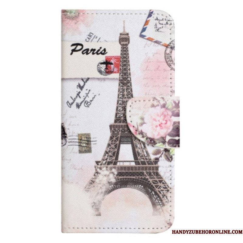 Folio-hoesje voor iPhone 14 Pro Vintage Eiffeltoren