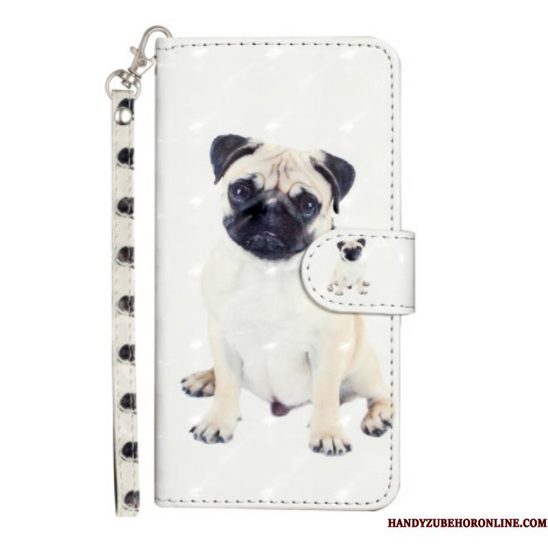 Folio-hoesje voor iPhone 15 Plus Met Ketting 3d Mopshond Met Riem