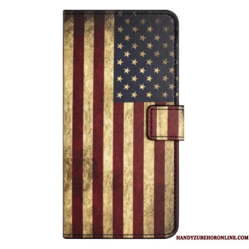 Folio-hoesje voor iPhone 15 Plus Vintage Amerikaanse Vlag