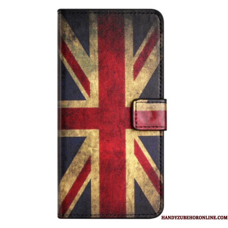 Folio-hoesje voor iPhone 15 Plus Vintage Engelse Vlag