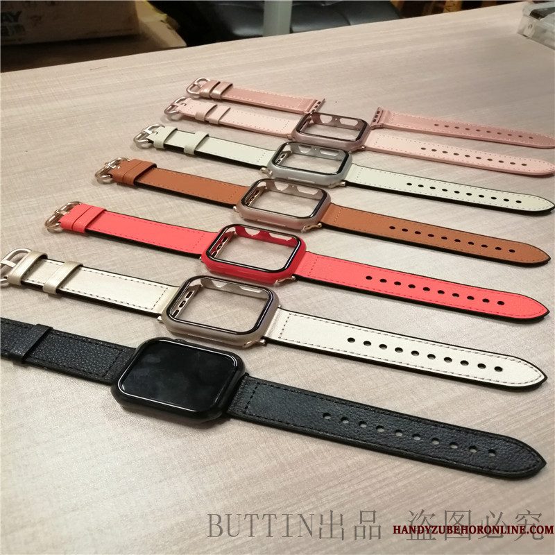 Hoesje Apple Watch Series 1 Leer Klittenband Kleur, Hoes Apple Watch Series 1 Siliconen Zwart