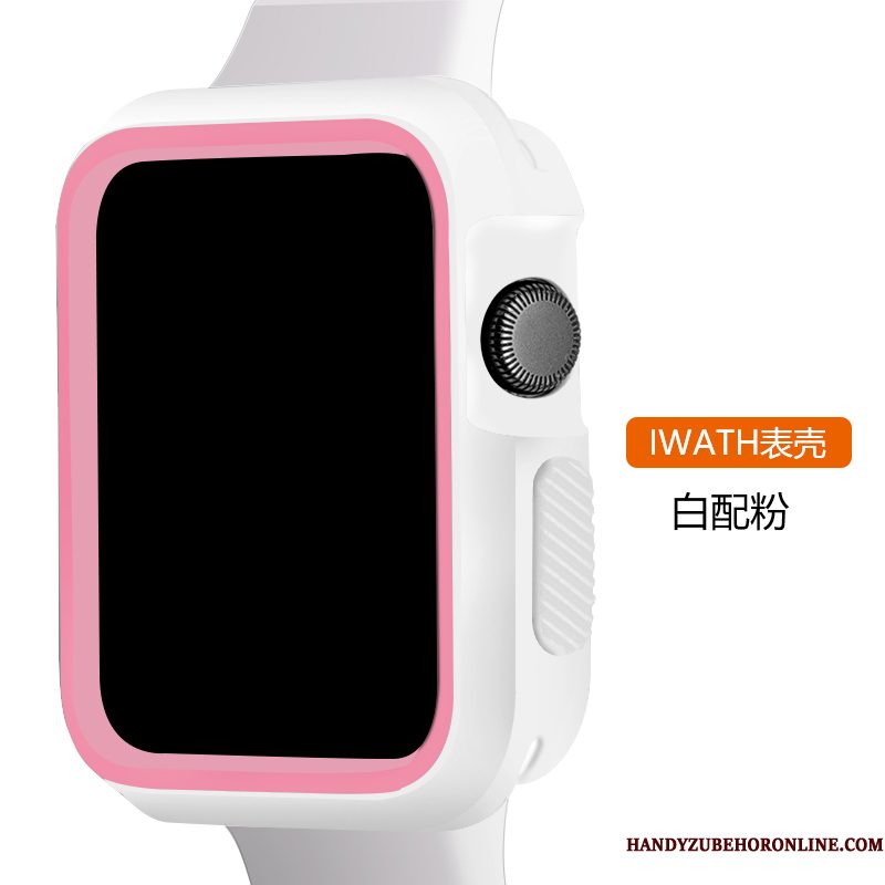 Hoesje Apple Watch Series 2 Siliconen Twee Kleuren Sport, Hoes Apple Watch Series 2 Zakken Roze Wit