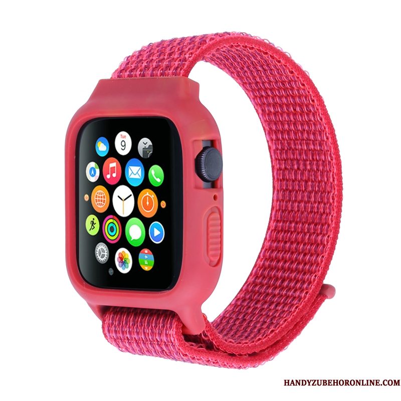 Hoesje Apple Watch Series 3 Bescherming Nylon Rood, Hoes Apple Watch Series 3