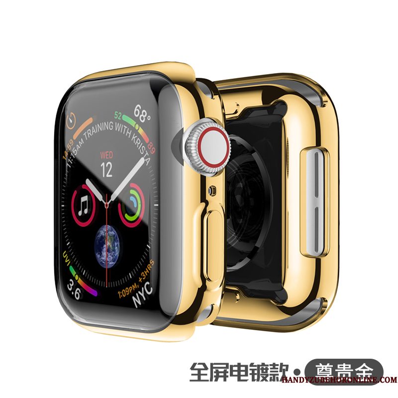 Hoesje Apple Watch Series 3 Zakken Goud Plating, Hoes Apple Watch Series 3 Metaal Doorzichtig Gemeenschappelijk