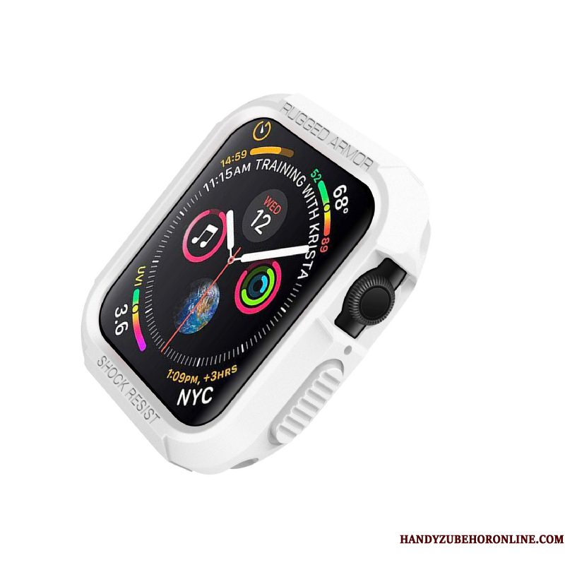 Hoesje Apple Watch Series 4 Siliconen Anti-fall Wit, Hoes Apple Watch Series 4 Bescherming