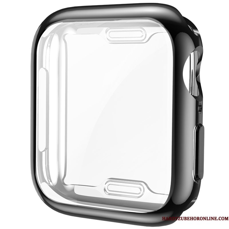 Hoesje Apple Watch Series 5 Siliconen Skärmskydd Zwart, Hoes Apple Watch Series 5 Zacht Dun Plating