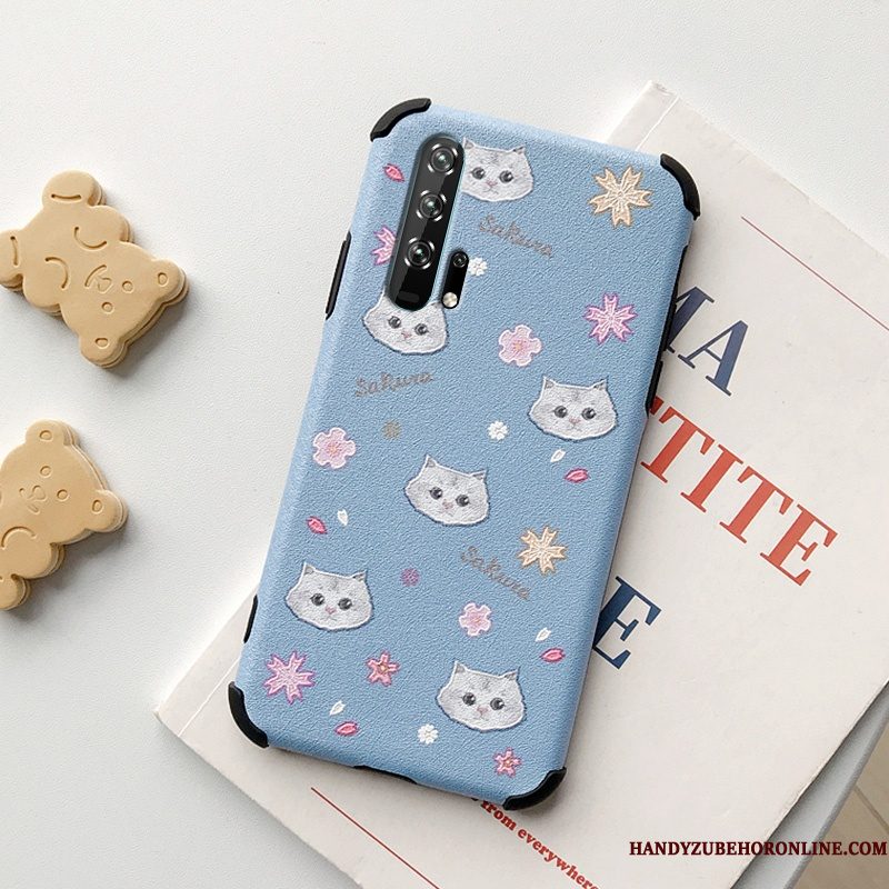 Hoesje Honor 20 Pro Scheppend Bloemen Blauw, Hoes Honor 20 Pro Zacht Anti-fall Patroon