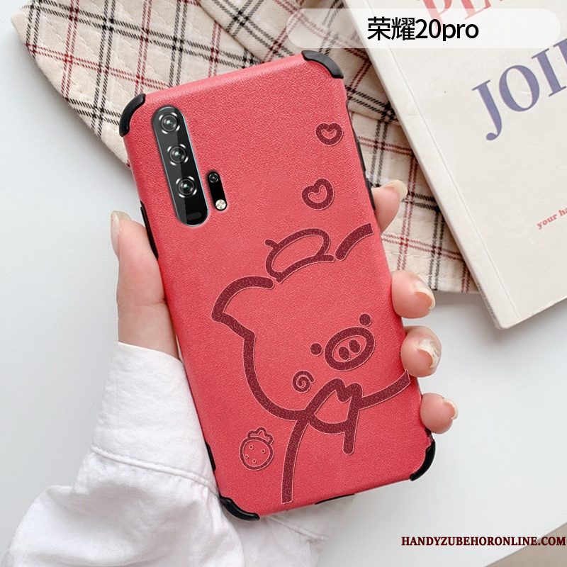 Hoesje Honor 20 Pro Spotprent Eenvoudige Patroon, Hoes Honor 20 Pro Leer Mooie Anti-fall