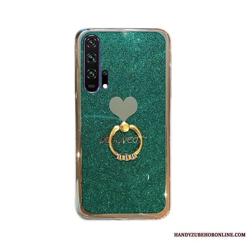 Hoesje Honor 20 Pro Zacht Groen Plating, Hoes Honor 20 Pro Ring Goud