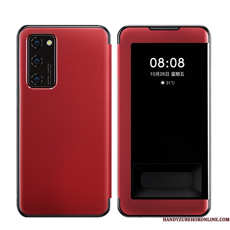 Hoesje Honor View30 Zacht Bedrijftelefoon, Hoes Honor View30 Folio Rood Anti-fall