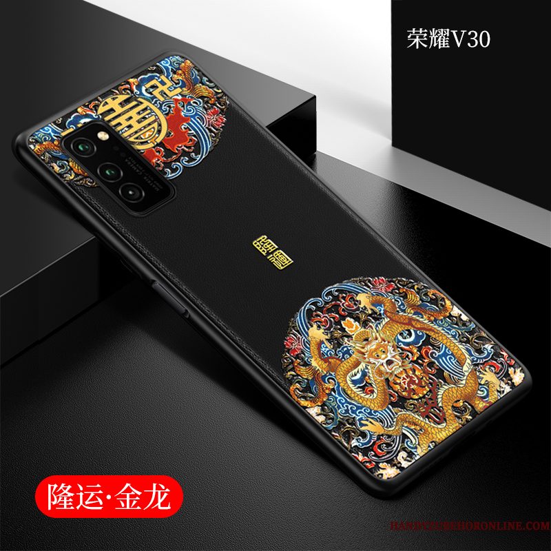Hoesje Honor View30 Zacht Telefoon Anti-fall, Hoes Honor View30 Siliconen Chinese Stijl Zwart