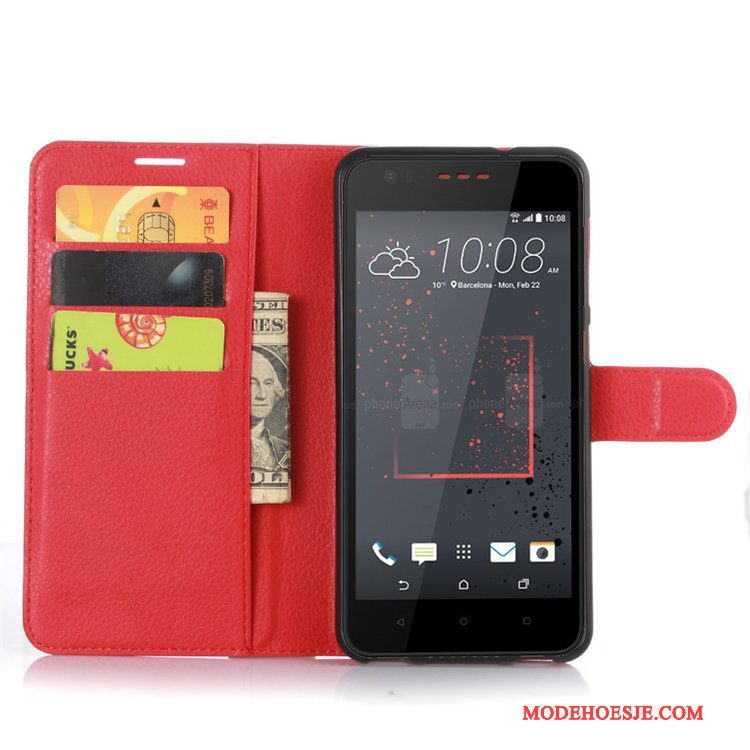 Hoesje Htc Desire 825 Bescherming Telefoon Kaart, Hoes Htc Desire 825 Leer Rood