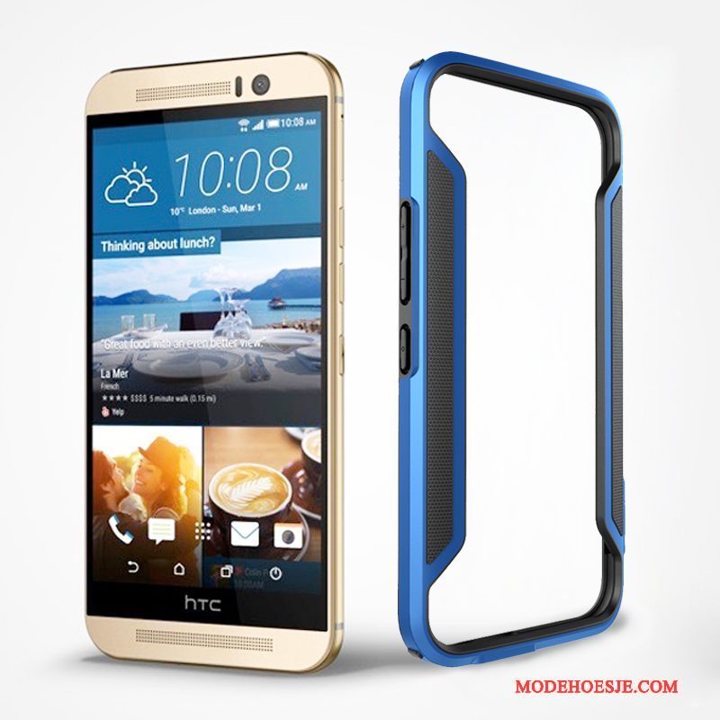 Hoesje Htc One M9 Bescherming Telefoon Omlijsting, Hoes Htc One M9 Blauw Goud