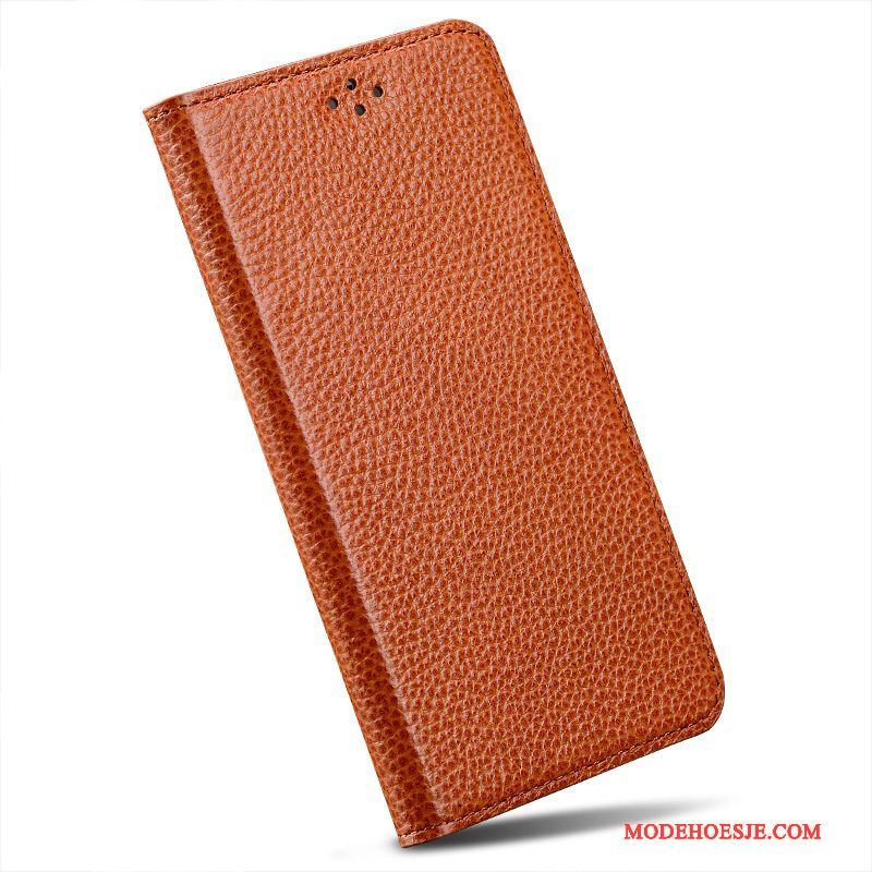 Hoesje Htc One M9 Leer Rood Anti-fall, Hoes Htc One M9 Bescherming Oranjetelefoon