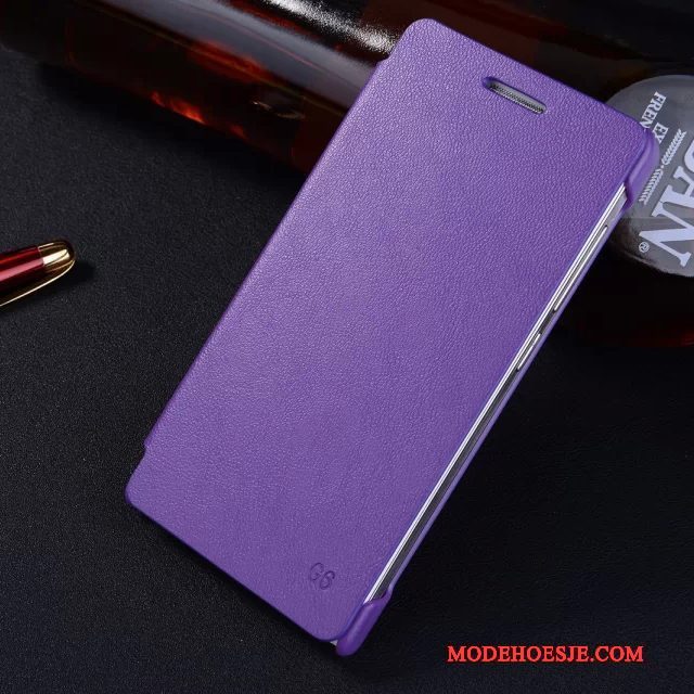 Hoesje Huawei Ascend G6 Folio Trend Purper, Hoes Huawei Ascend G6 Zacht Anti-fall