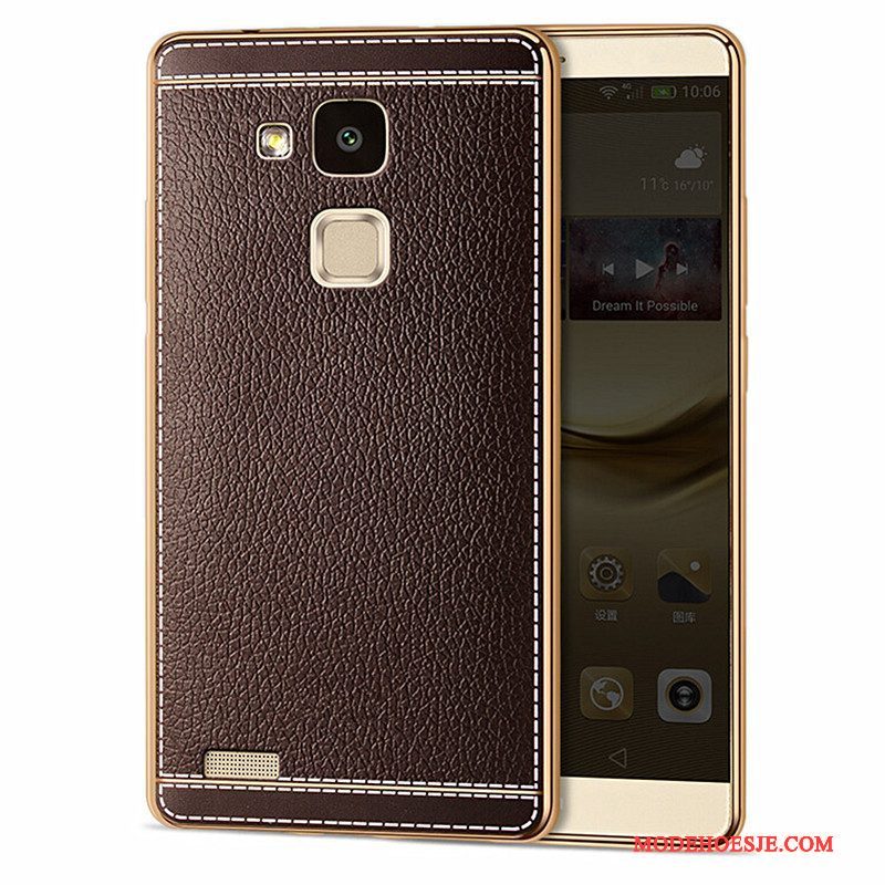 Hoesje Huawei Ascend Mate 7 Leer Patroon Plating, Hoes Huawei Ascend Mate 7 Siliconen