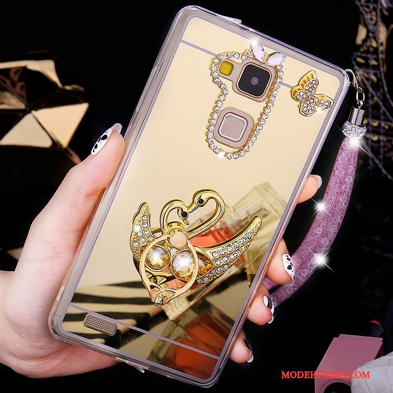 Hoesje Huawei Ascend Mate 7 Scheppend Achterklep Nieuw, Hoes Huawei Ascend Mate 7 Strass Goud Trend