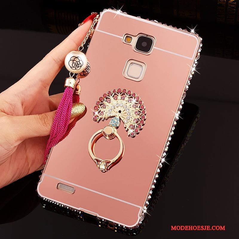 Hoesje Huawei Ascend Mate 7 Trass Trend Roze, Hoes Huawei Ascend Mate 7 Strass Hard Spiegel