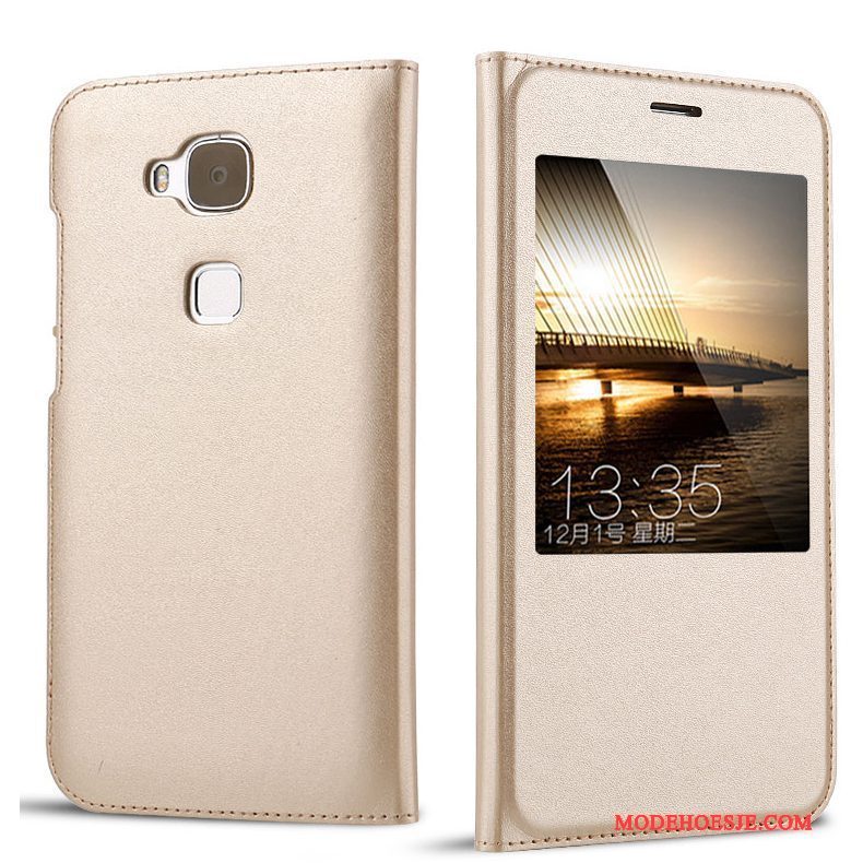 Hoesje Huawei G7 Plus Leer Goudtelefoon, Hoes Huawei G7 Plus Bescherming