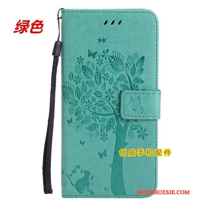 Hoesje Huawei G7 Plus Leer Hanger Groen, Hoes Huawei G7 Plus Folio Portemonnee Kaart