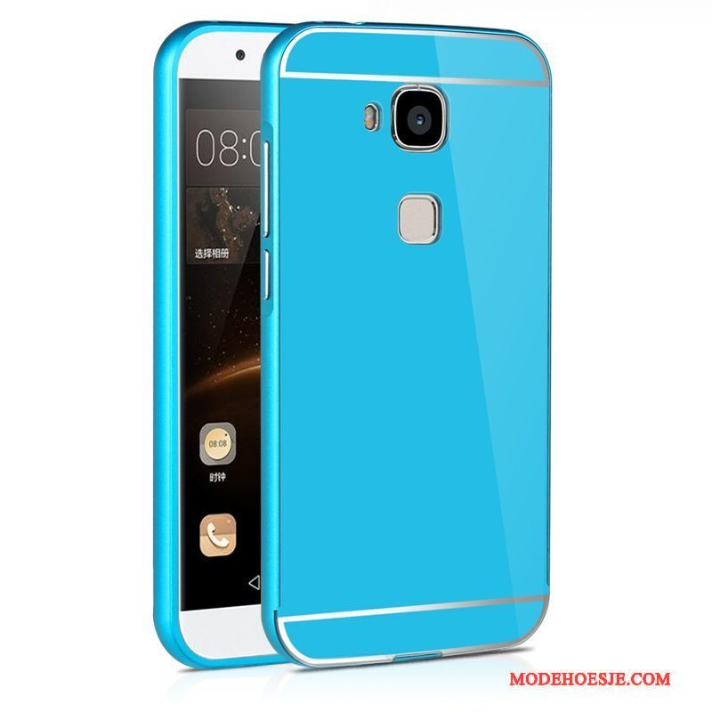 Hoesje Huawei G7 Plus Metaal Achterklep Blauw, Hoes Huawei G7 Plus Bescherming Telefoon Hard