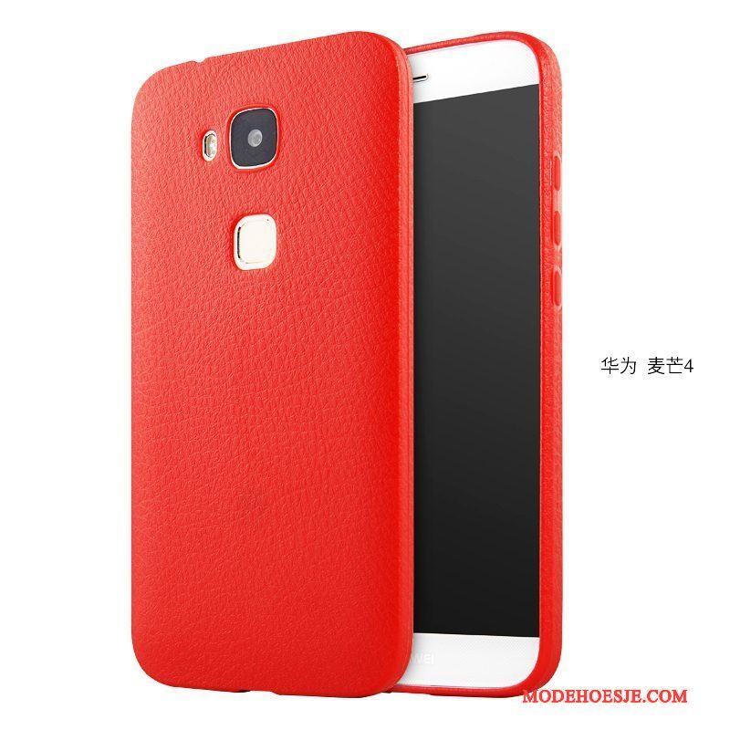 Hoesje Huawei G7 Plus Zacht Anti-falltelefoon, Hoes Huawei G7 Plus Zakken Doorzichtig Rood
