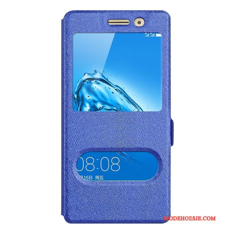 Hoesje Huawei G9 Plus Folio Blauw Open Het Venster, Hoes Huawei G9 Plus Ondersteuning Telefoon