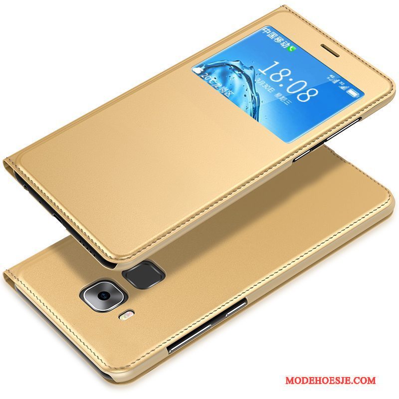 Hoesje Huawei G9 Plus Leer Anti-falltelefoon, Hoes Huawei G9 Plus Zakken Trend Goud