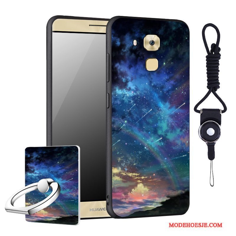 Hoesje Huawei G9 Plus Zacht Telefoon Donkerblauw, Hoes Huawei G9 Plus Zakken Anti-fall