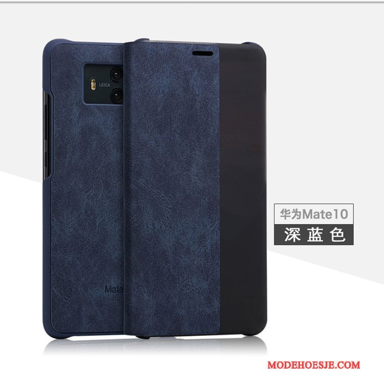 Hoesje Huawei Mate 10 Bescherming Anti-fall Blauw, Hoes Huawei Mate 10 Leer Telefoon