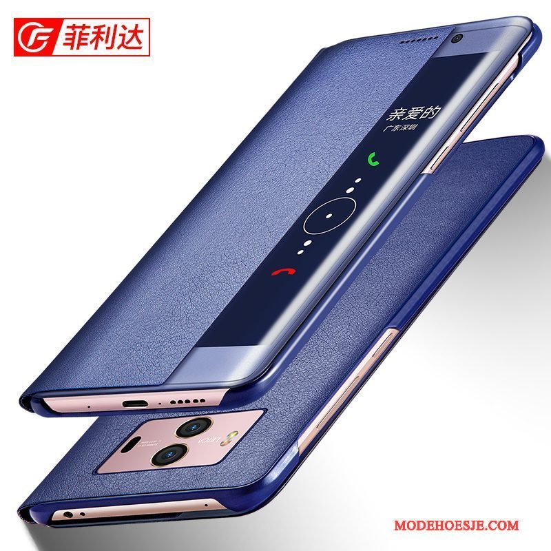 Hoesje Huawei Mate 10 Leer Telefoon Blauw, Hoes Huawei Mate 10 Bescherming Anti-fall