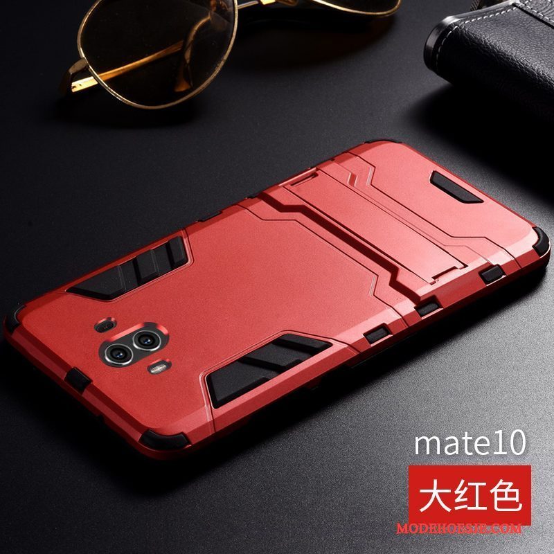 Hoesje Huawei Mate 10 Metaal Roodtelefoon, Hoes Huawei Mate 10 Siliconen Anti-fall Drie Verdedigingen