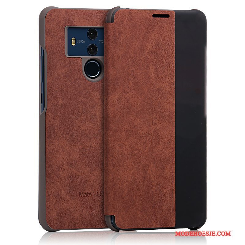 Hoesje Huawei Mate 10 Pro Bescherming Bedrijftelefoon, Hoes Huawei Mate 10 Pro Leer Anti-fall