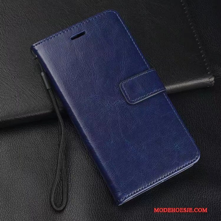 Hoesje Huawei Mate 10 Pro Bescherming Skärmskydd Tempereren, Hoes Huawei Mate 10 Pro Portemonnee Blauw
