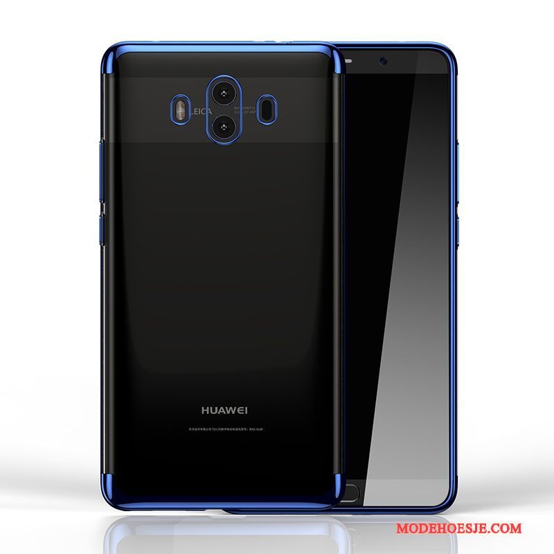 Hoesje Huawei Mate 10 Pro Siliconen Trendy Merk Blauw, Hoes Huawei Mate 10 Pro Zacht Telefoon Plating