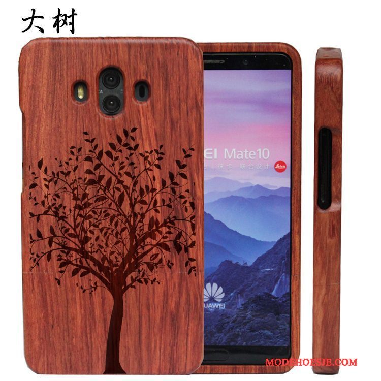 Hoesje Huawei Mate 10 Reliëf Hardtelefoon, Hoes Huawei Mate 10 Hout Massief Hout Pas