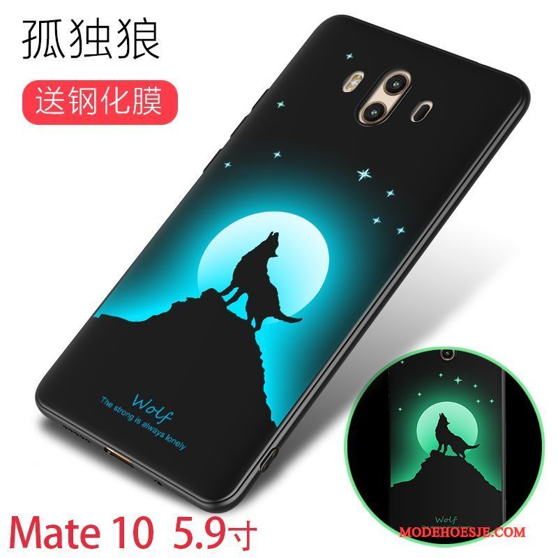 Hoesje Huawei Mate 10 Scheppend Telefoon Anti-fall, Hoes Huawei Mate 10 Siliconen Groen Lichtende